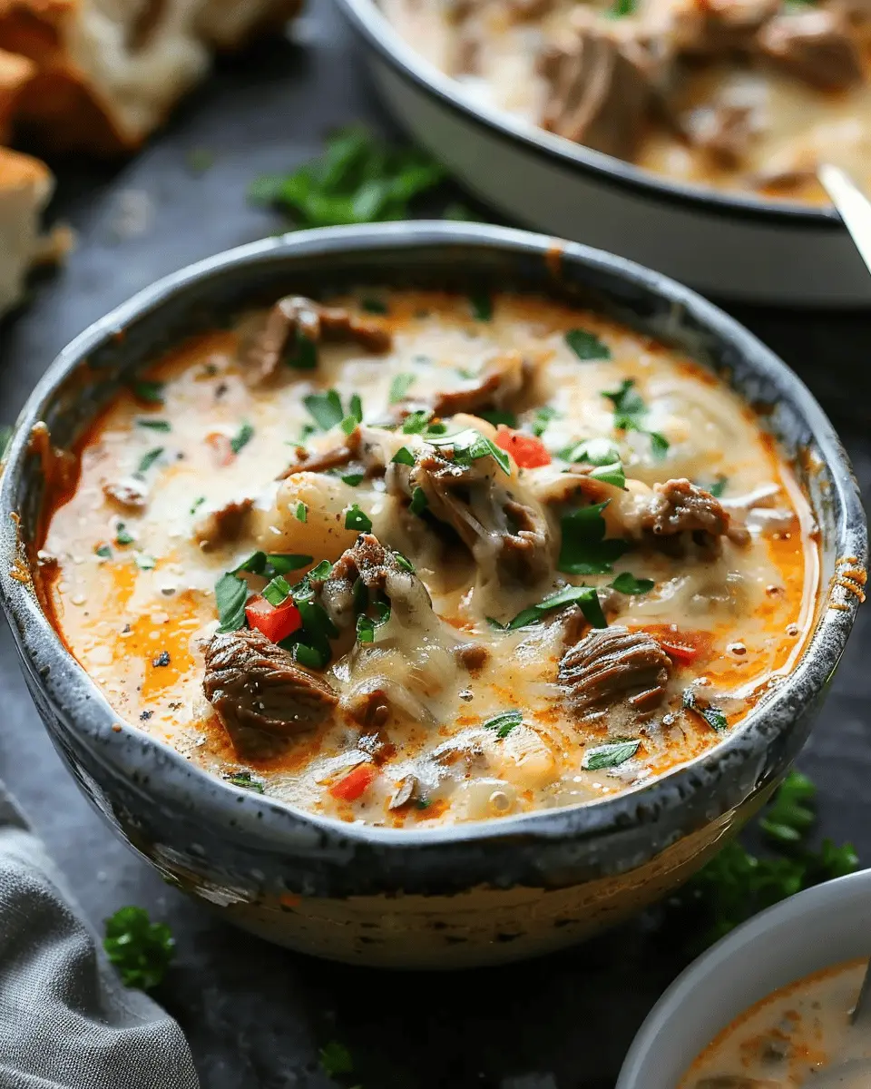 Easy Soup Recipes: Indulgent Philly Cheese Steak Soup Delight