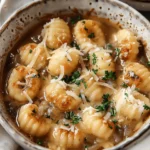easy soup recipes : French Onion Gnocchi Soup