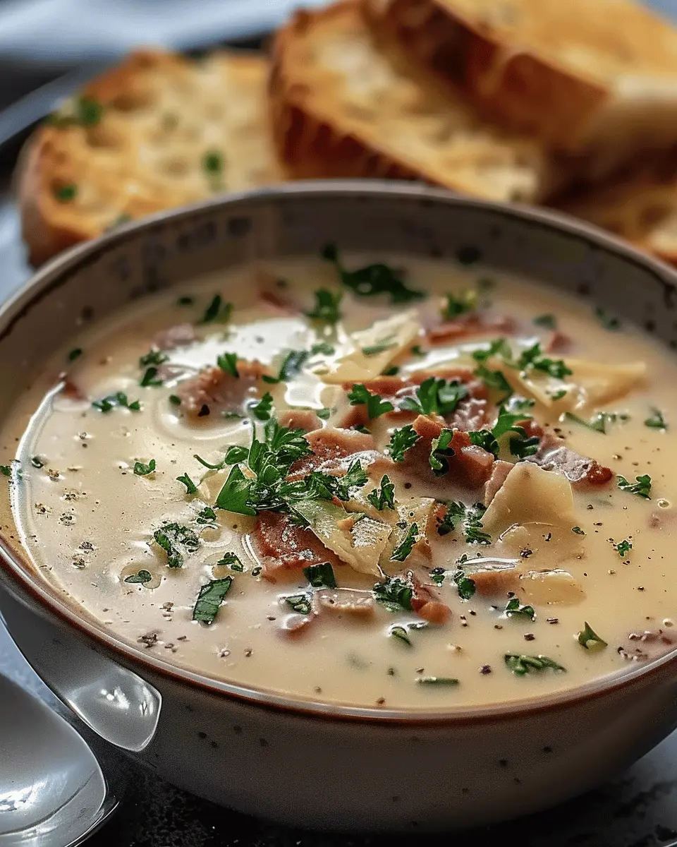 Easy Soup Recipes: Indulgent Creamy Reuben Soup with Turkey Bacon