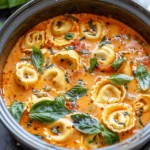 easy soup recipes : Crockpot Creamy Tomato Tortellini Soup