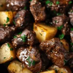 Slow Cooker Garlic Butter Beef Bites with Potatoes