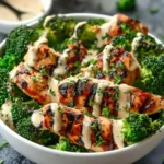 Grilled Chicken & Broccoli Bowls with Creamy Garlic Sauce
