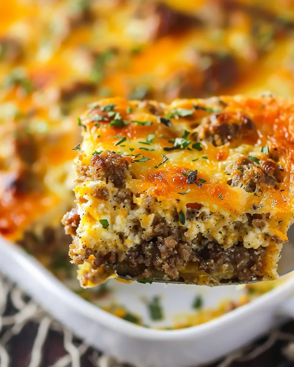 Breakfast ideas: Indulgent Breakfast Sausage Casserole with Turkey Bacon and Chicken Ham