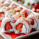 Creative & Cute Strawberry Shortcake Sushi Roll Dessert Recipe