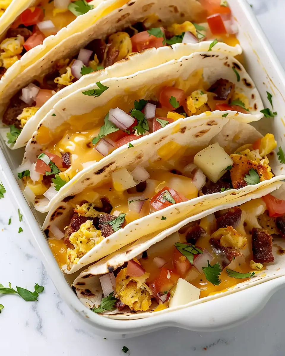 Breakfast ideas: Easy Tasty Baked Breakfast Tacos with Turkey Bacon
