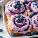 Blueberry Cinnamon Rolls with Blueberry Cream Cheese Frosting