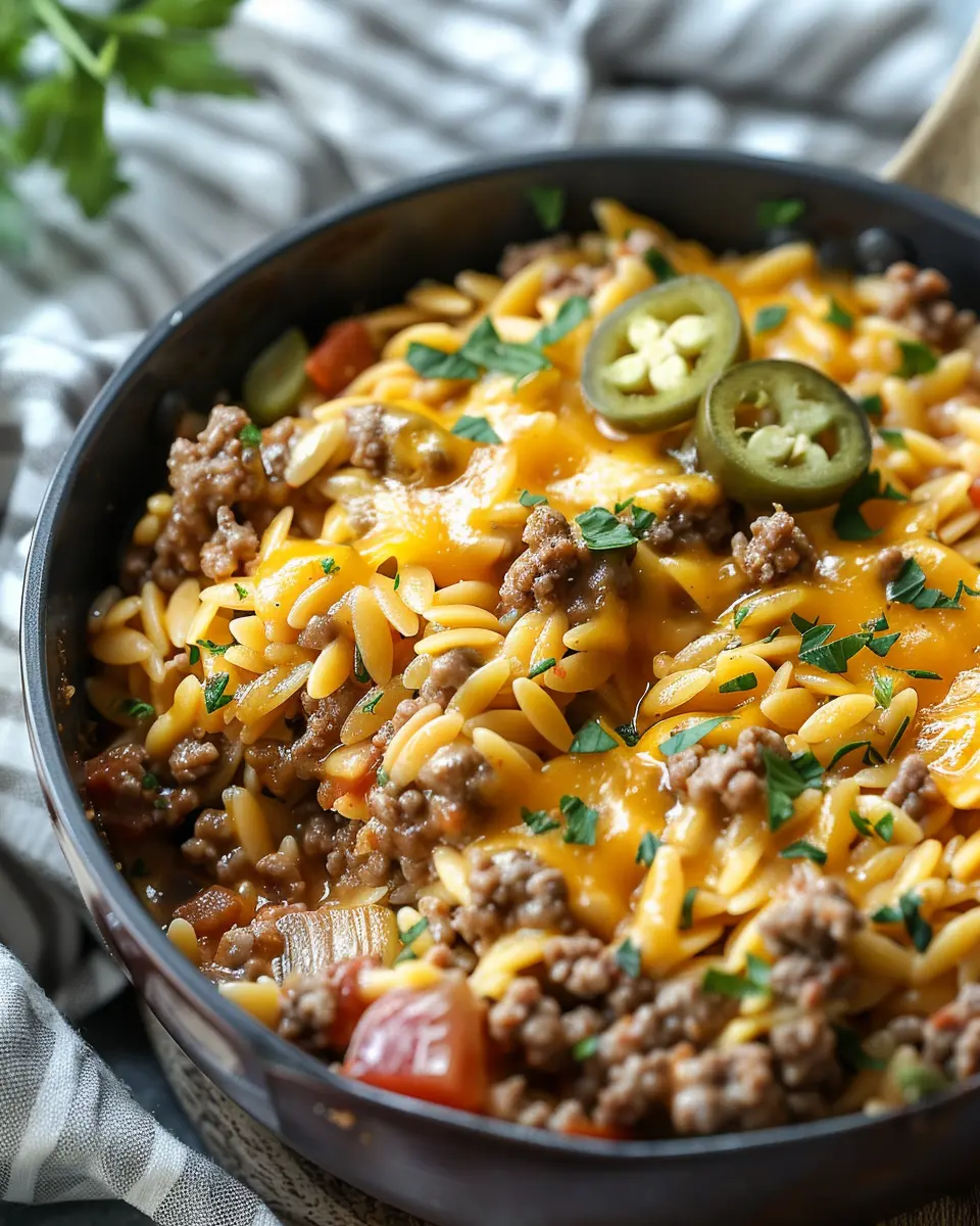 One-Pot Cheeseburger Orzo Skillet: Easy Comfort Food Delight