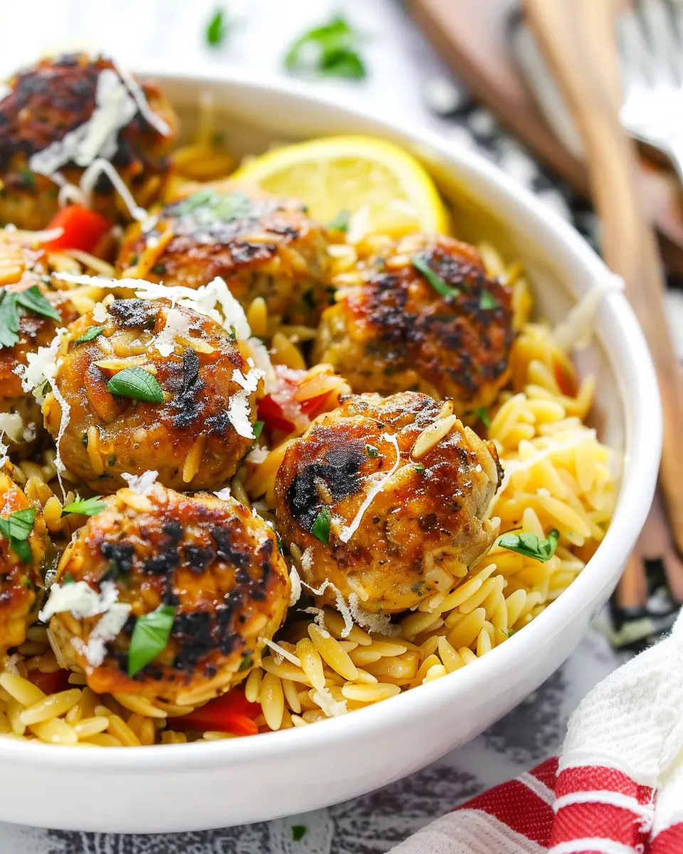 Lemon Orzo: Savory Greek Chicken Meatballs with Fresh Flavor