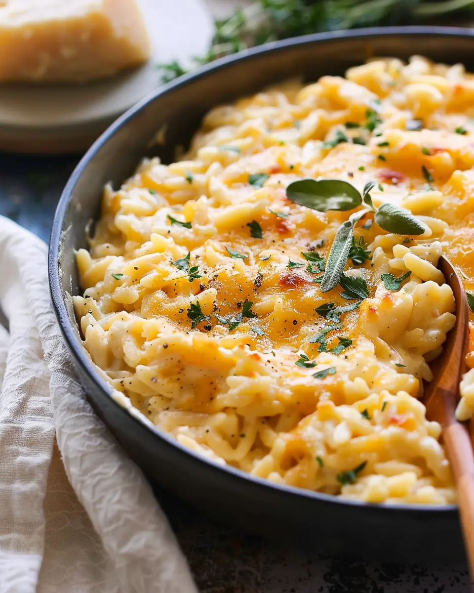 One-Pot Cheesy Orzo: Indulgent Comfort Food with Turkey Bacon