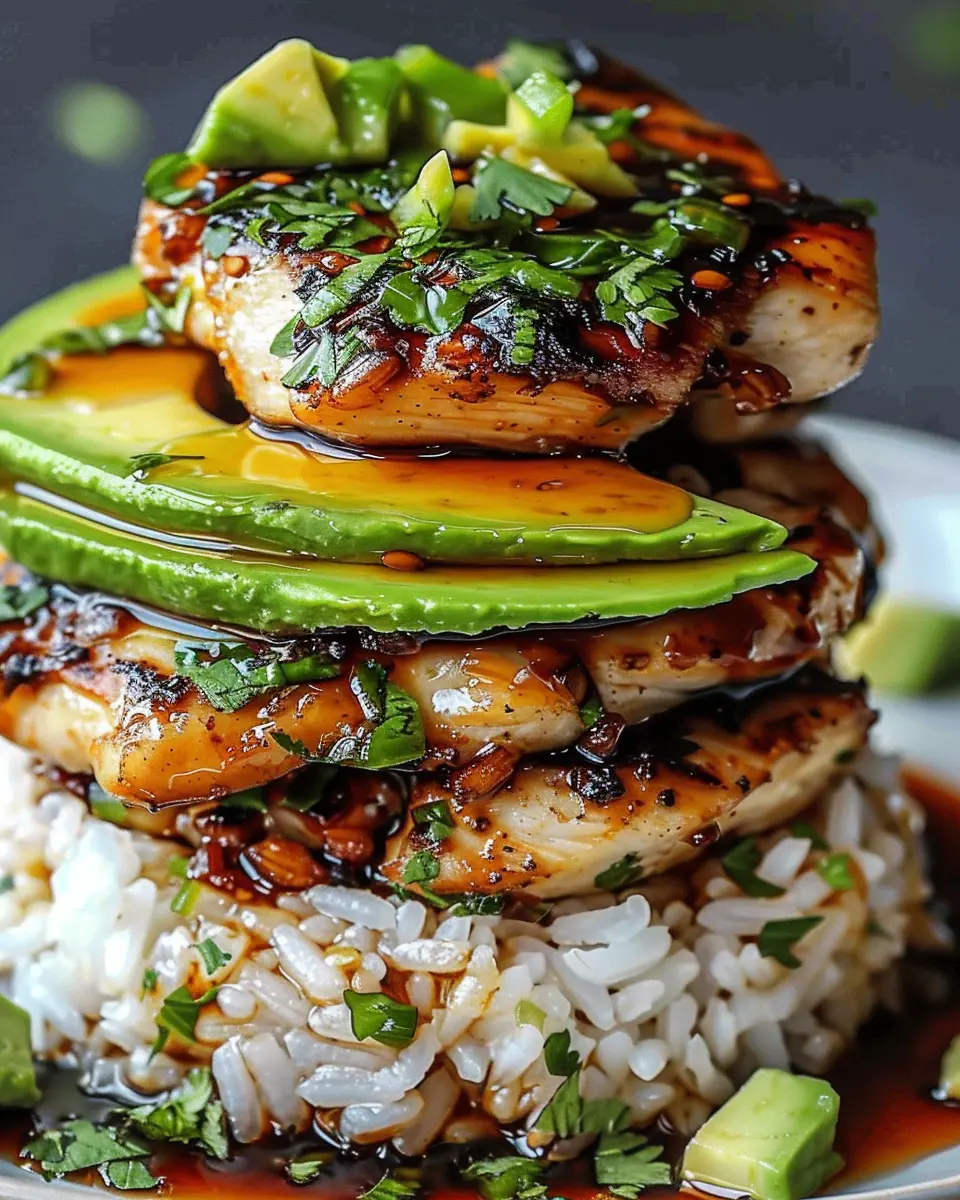 Tangy Honey Lime Chicken: A Delicious Avocado Rice Stack