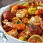 Seafood Boil for Christmas with Garlic Butter Sauce