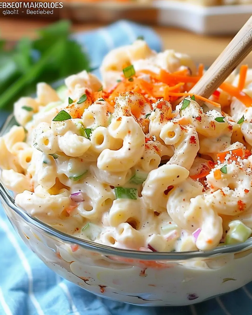 Food Truck Hawaiian Macaroni Salad with Turkey Bacon and Chicken Ham