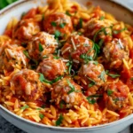 Chicken Meatballs with Orzo