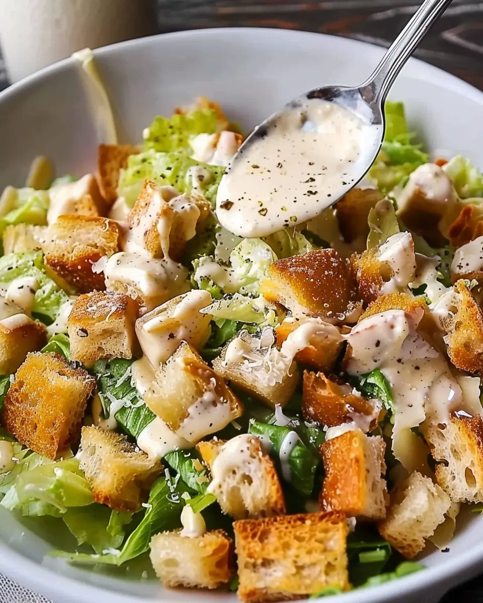 Homemade Creamy Caesar Salad Dressing with Turkey Bacon Delight