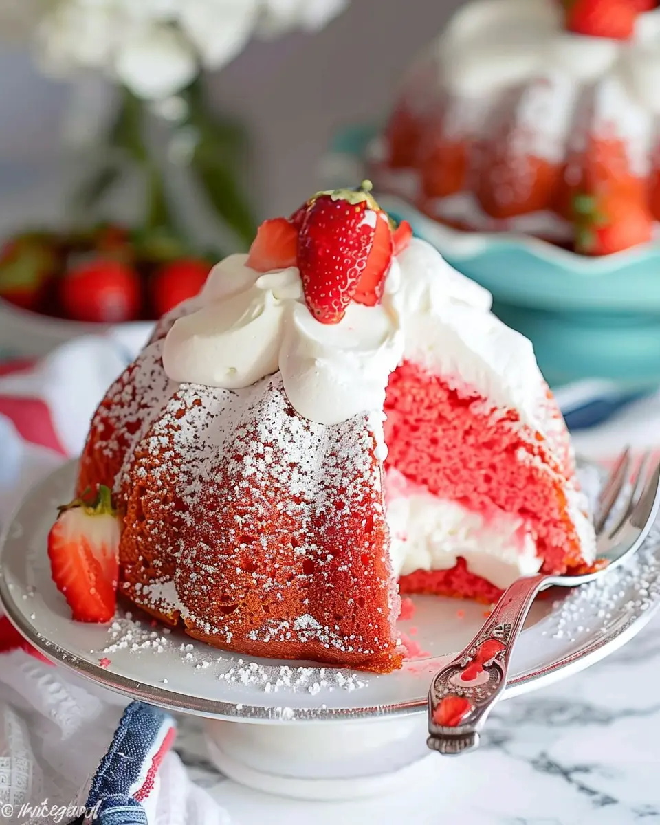 Strawberry Bundt Cake: Indulgent Marshmallow Cream Dream